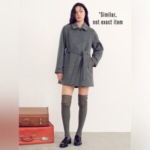 Gray Wool Belted Overcoat
